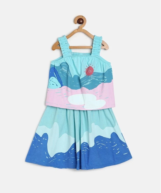 MINI KLUB Blue Cotton Girls Top With Skirt ( Pack of 1 ) - None