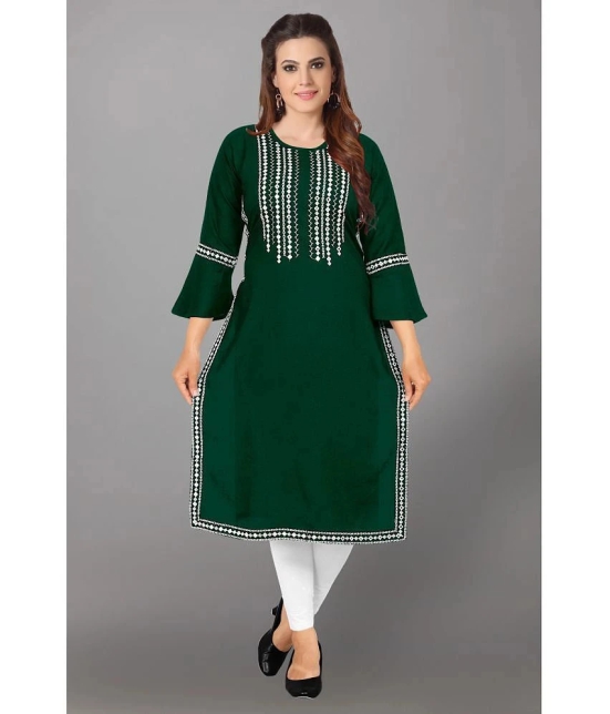 Kapadia - Green Rayon Womens Straight Kurti ( Pack of 1 ) - None