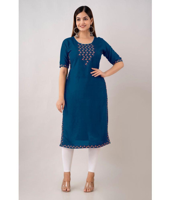 Kapadia - Teal Rayon Womens Straight Kurti ( Pack of 1 ) - None