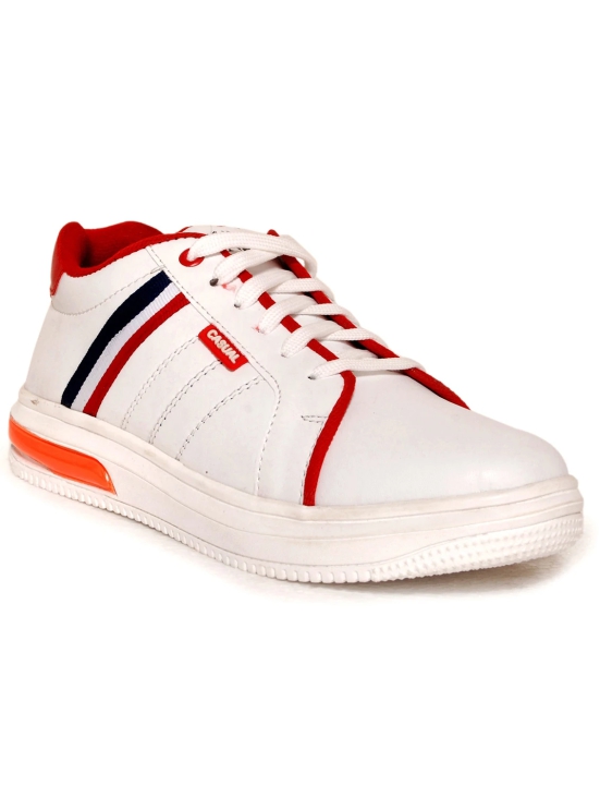 white stripes lace up sneaker