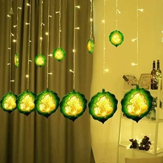 Uttamrobotics Ganesh Curtain LED Diwali Lights 114 LED 3 Meter Curtain String Lights