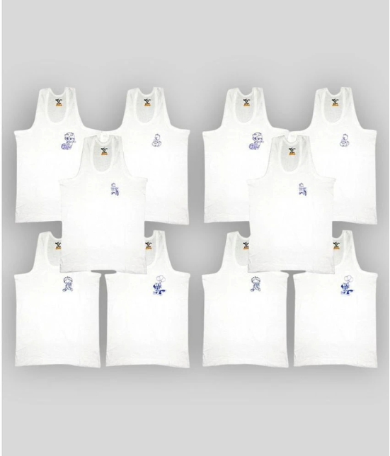 HAP White Cotton Solid Boys Vest ( Pack of 10 ) - None