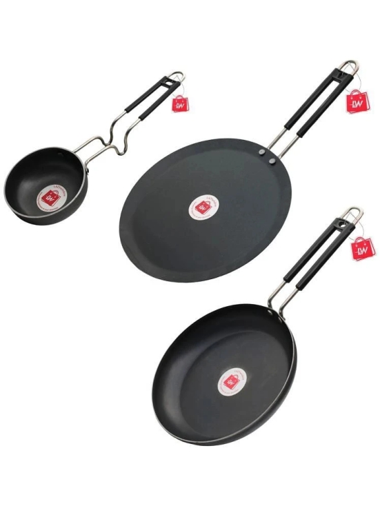 LAZYWINDOW Black Iron No Coating Cookware Sets ( Set of 3 )