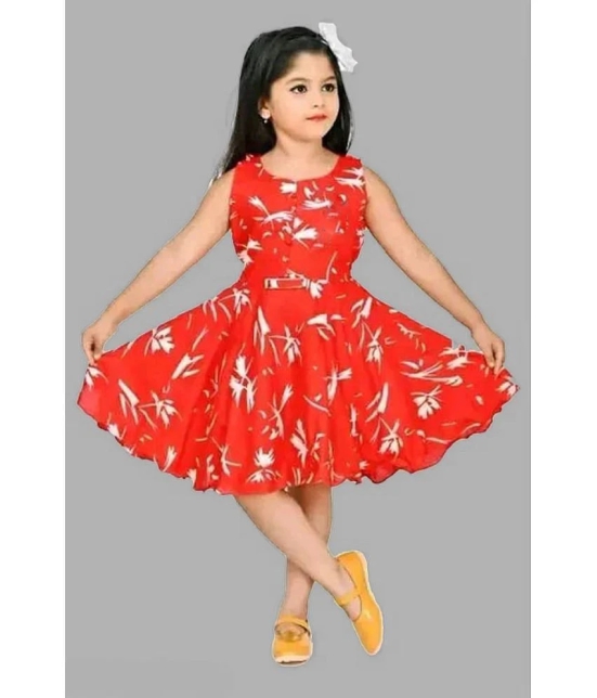 OFLINE SELCTION Rayon Frock For Girls ( Pack of 1 , Red ) - None