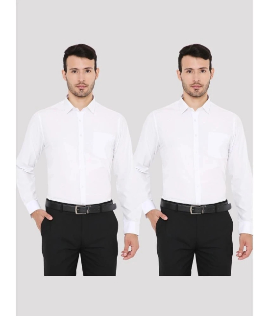 Maharaja - White Polyester Slim Fit Mens Casual Shirt ( Pack of 2 ) - None