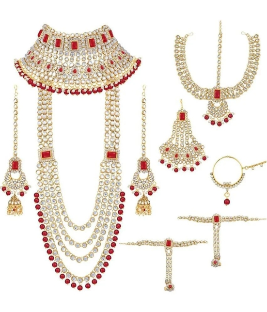 Padmavati Bangles Red Alloy Necklace Set ( Pack of 1 ) - Red