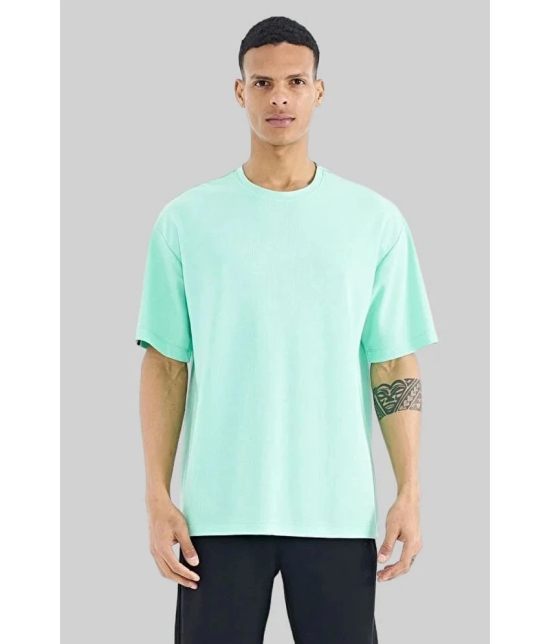 AKTIF Cotton Blend Oversized Fit Solid Half Sleeves Mens T-Shirt - Mint Green ( Pack of 1 ) - None