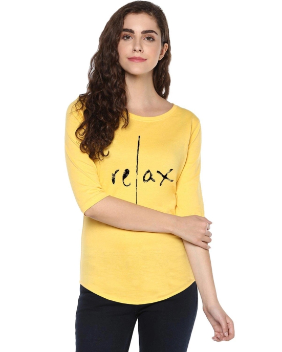 Womens 34U Relax Printed Yellow Color Tshirts-Yellow / X Large / 100% Bio Wash Cotton