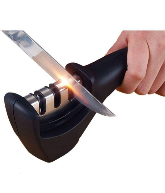 KP Mart Manual Knife Sharpener 3 Stage Sharpening Tool for Ceramic Knife and Steel Knives. - Multicolor