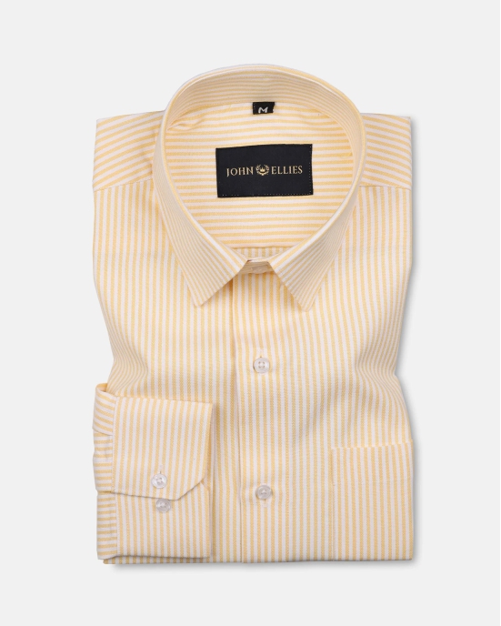 Zuazeiro Yellow Stripe Oxford Cotton Shirt-40 / M