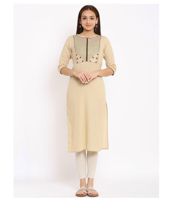 FabbibaPrints Beige Cotton Straight Kurti - L