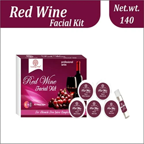 Red Wine Age Reflect Facial Kit 6 Step Facial Kit Single Use Mini Facial Kit | Anti Ageing Facial Kit For Glowing Skin & Deep Cleansing | Facial Kit 140gm for Women & Men Pack Of 1.