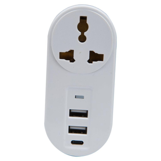 Lapcare Multiport Travel Charger with 2 USB and 1 Type C port (White)