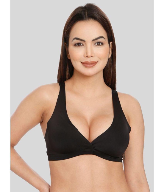 ILRASO - Black Satin Removable Padding Women's Plunge Bra ( Pack of 1 ) - None