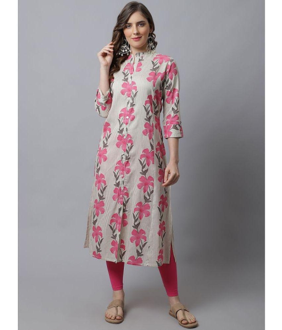 Pistaa Viscose Printed Front Slit Women''s Kurti - Pink ( Pack of 1 ) - None