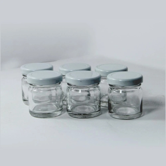 Puramio 28 ml Round Glass Bottle With Metal Cap - (Set of 6)