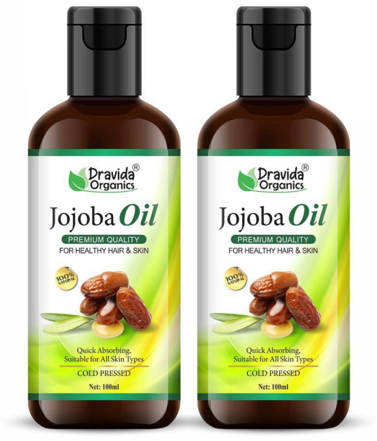 Dravida Organics Pure Cold Pressed Natural Unrefined Jojoba Oil 100 mL Pack of 2