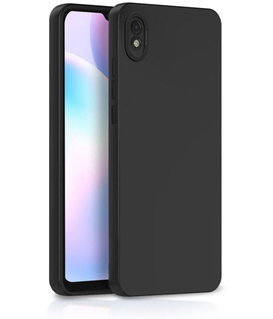 Case Vault Covers - Black Silicon Plain Cases Compatible For Redmi 9A sport ( Pack of 1 ) - Black