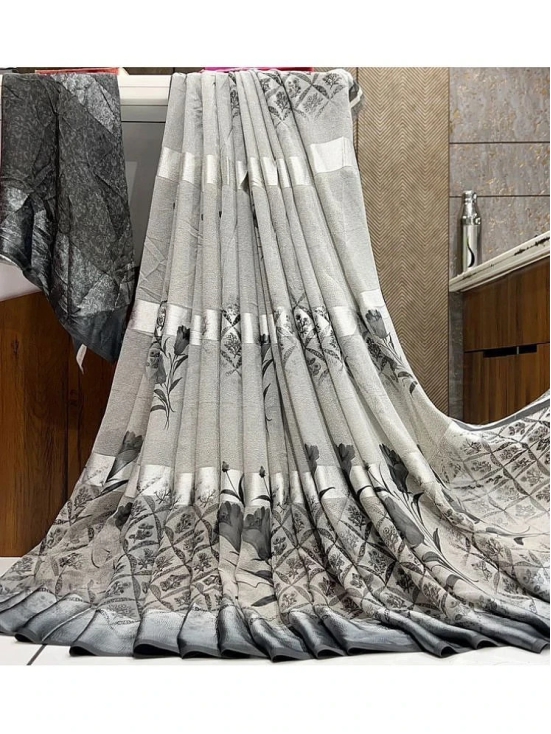 Sitanjali Georgette Printed Saree With Blouse Piece - Grey ( Pack of 1 ) - Grey