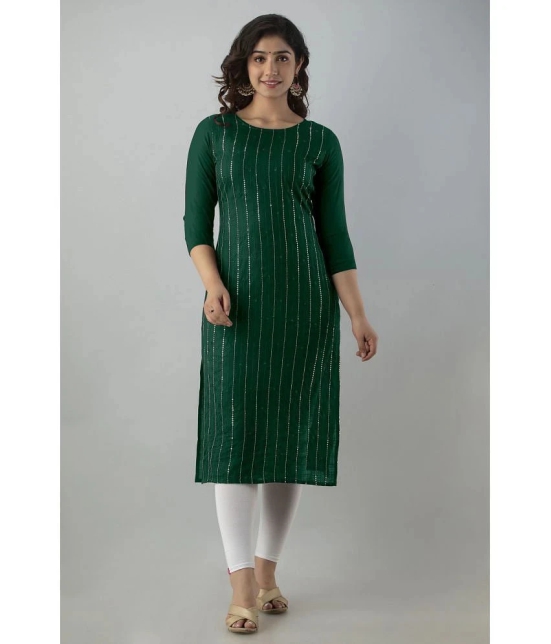 JASH CREATION - Green Rayon Womens Straight Kurti ( Pack of 1 ) - None