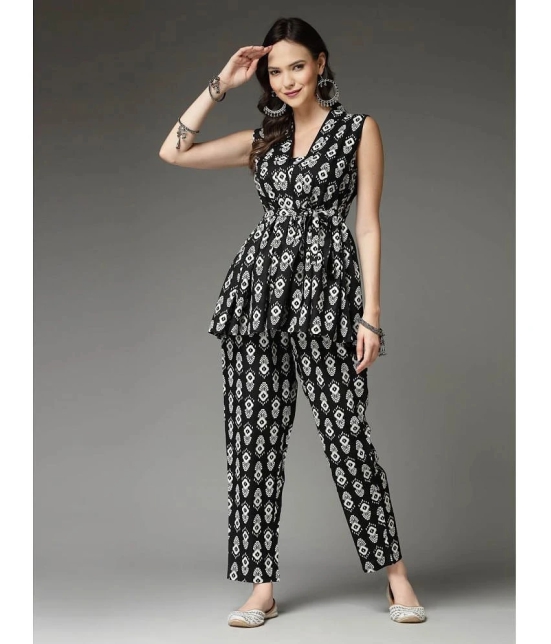 Stylum Black Printed Pant Top Set - None