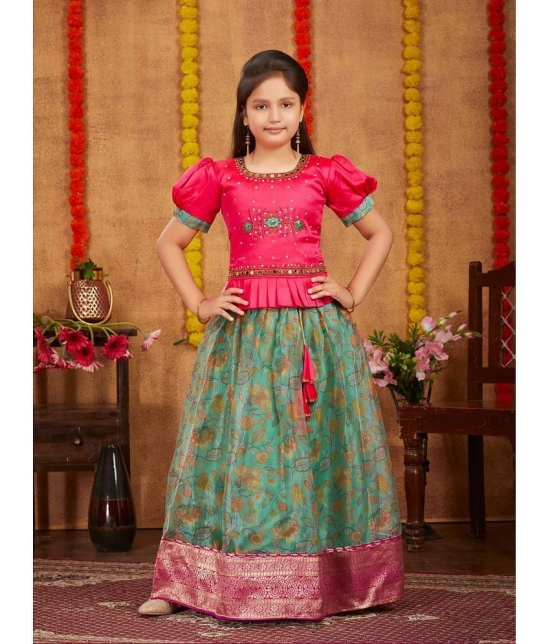 Aarika Pink Silk Girls Lehenga Choli Set ( Pack of 1 ) - None