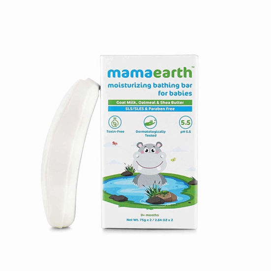 Mamaearth Moisturizing Baby Bathing Bar pH 5.5 with Goat Milk and Oatmeal, 75g (Pack of 2)
