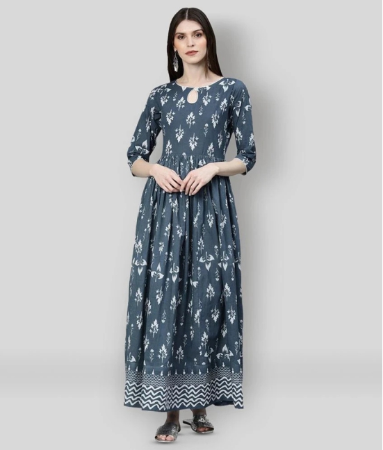 Divena - Grey Cotton Womens Flared Kurti - M