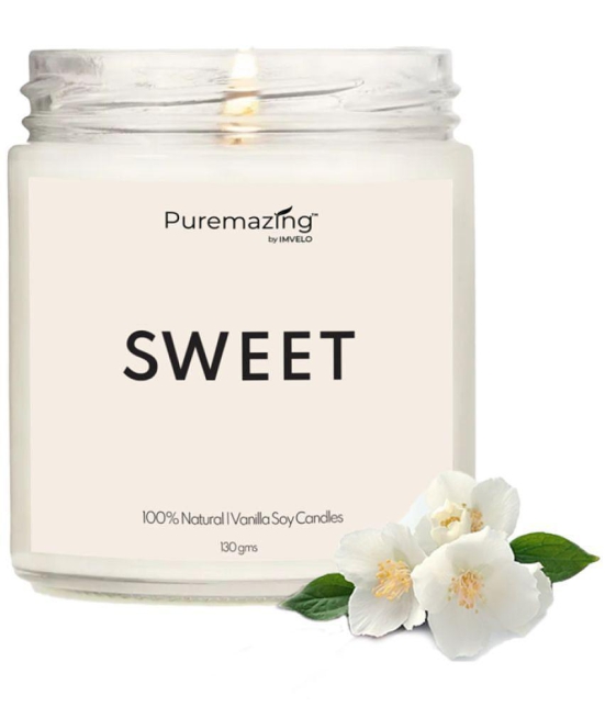 Puremazing - White Vanilla Jar Candle 8 cm ( Pack of 1 )