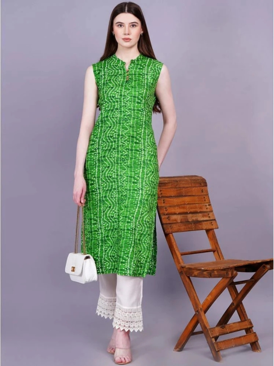 HIGHLIGHT FASHION EXPORT Cotton Printed Straight Womens Kurti - Green ( Pack of 1 ) - None