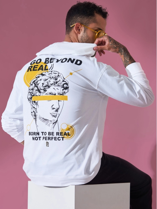 Go Beyond White Oversized Hoodie T-shirt-S / White