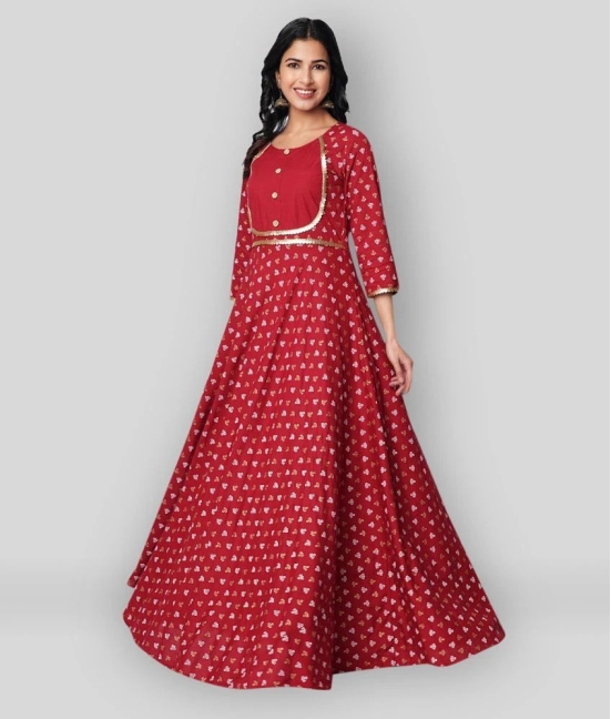 GOD BLESS - Maroon Anarkali Rayon Womens Stitched Ethnic Gown ( Pack of 1 ) - None