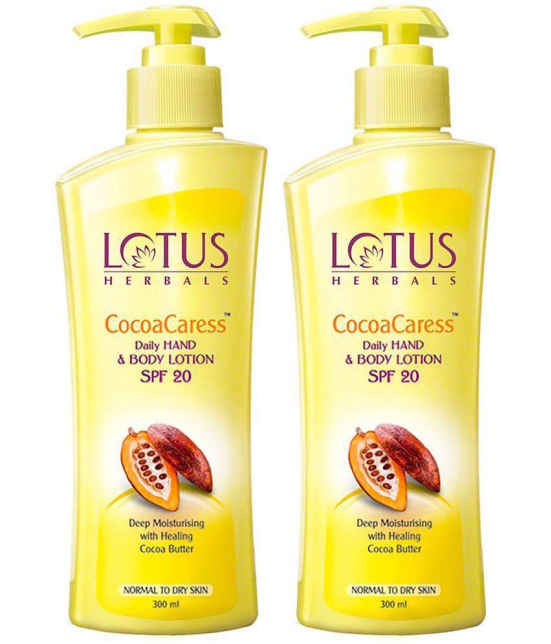 Lotus Herbals Cocoacaress Daily Hand & Body Lotion, With Cocoa Butter, SPF 20, 300ml (Pack of 2)