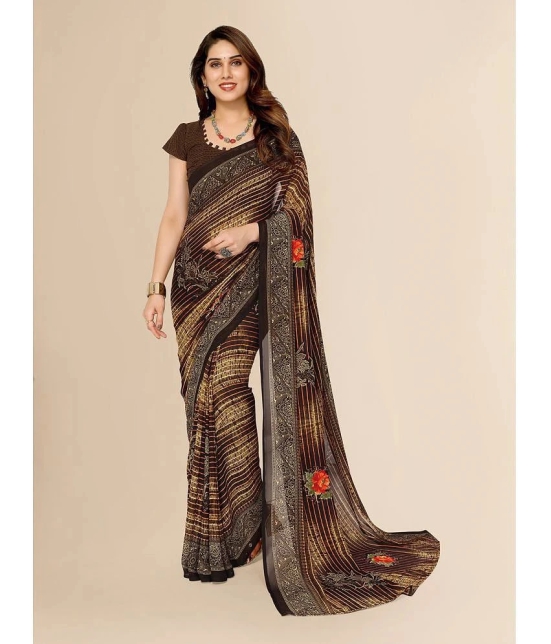 ANAND SAREES Georgette Printed Saree With Blouse Piece - Brown ( Pack of 1 ) - Brown