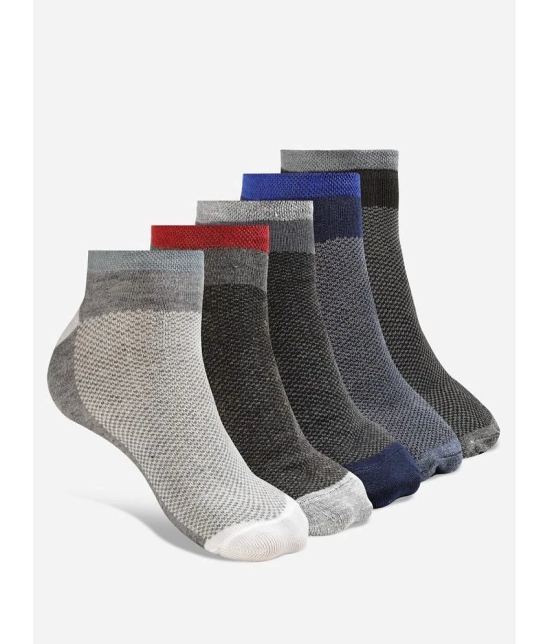 Texlon Cotton Mens Self Design Multicolor Low Ankle Socks ( Pack of 5 ) - Multicolor