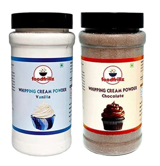 foodfrillz Whipping Cream Powder - Chocolate & Vanilla Flavour Combo (200 g x2)