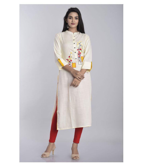 Kbz White Rayon Straight Kurti - 3XL