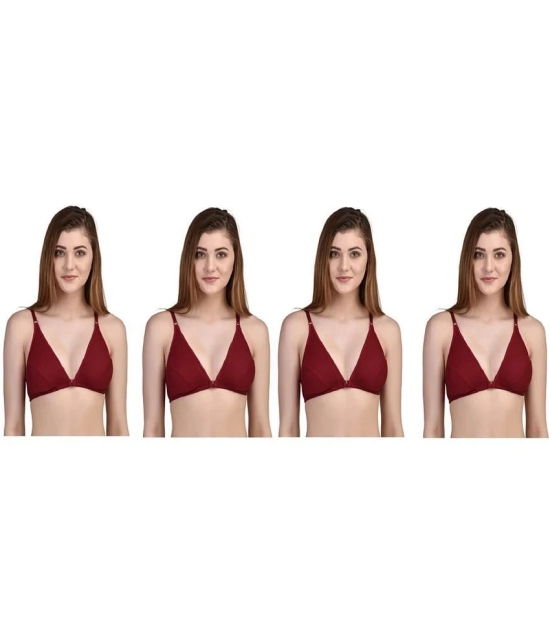 Desiprime Poly Cotton Front Closure - Maroon Pack of 4 - 36B