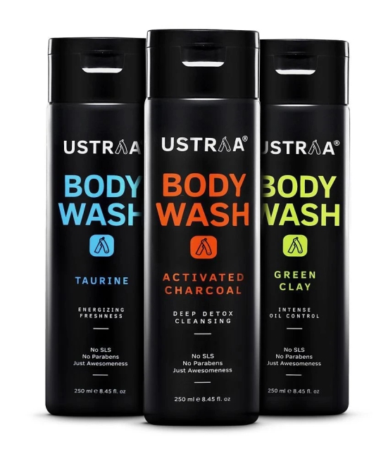 Ustraa Body Wash 750ml - Green Clay, Activated Charcoal and Taurine