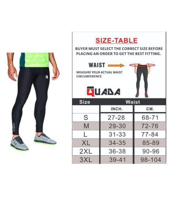 Quada Compression Lower, Pants Tights, Skins Mens Legging, Base Layer for Gym, Running, Cycling, Cricket, Basketball, Yoga, Football, Tennis, Badminton & More - M