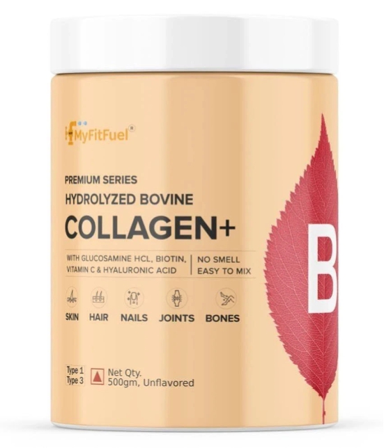 MyFitFuel Hydrolyzed Bovine Collagen with Hyaluronic Acid, Biotin, Zinc & VitaminC. 500g, Unflavored