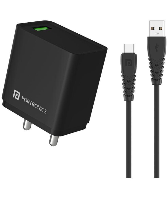 Portronics - Type C 3A Wall Charger - Black