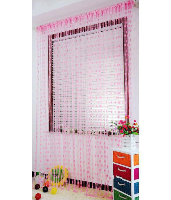 PINDIA Single Door Solid String Curtain - Pink