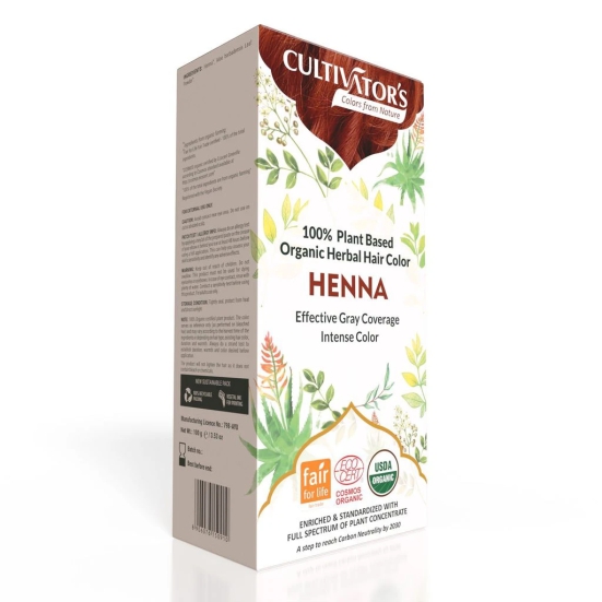 Cultivators Organic Hair Colour - Henna Powder for Women and Men - Ammonia Free Henna Powder - Organic Henna Powder for Hair  - Natural Henna Without Chemical, (Henna) - 100g