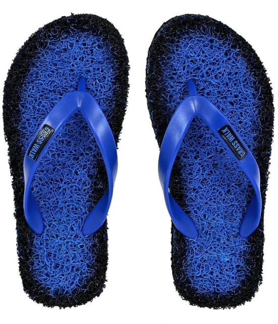 GRASS WALK - Blue Mens Thong Flip Flop - None