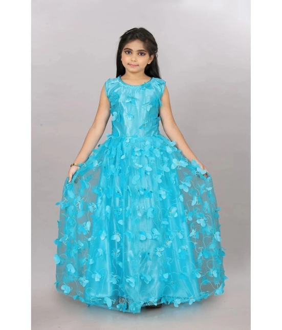 JULEE - Sky Blue Net Girls Gown ( Pack of 1 ) - None