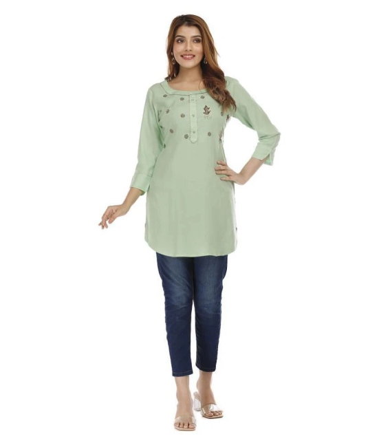 JC4U - Green Rayon Womens Straight Kurti ( Pack of 1 ) - L