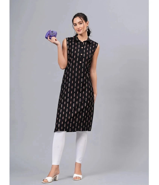 JC4U Rayon Printed Straight Womens Kurti - Black ( Pack of 1 ) - None