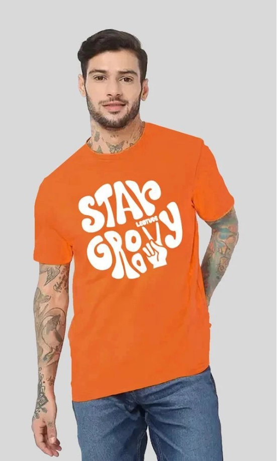 Leotude - Orange Cotton Blend Oversized Fit Mens T-Shirt ( Pack of 1 ) - None