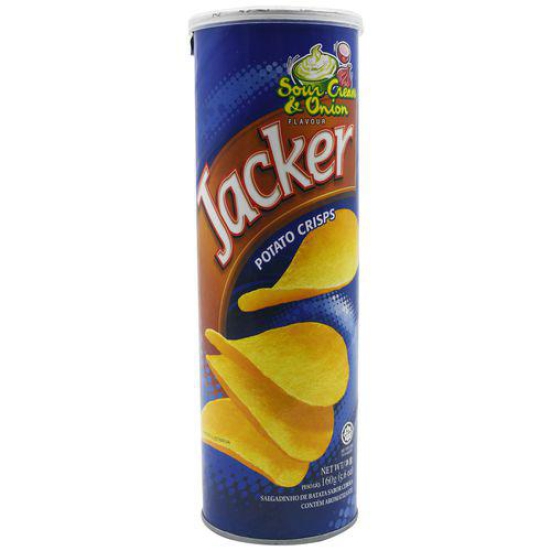 Jacker Potato Crisps  Sour Cream  Onion Flavor 160 G Jar